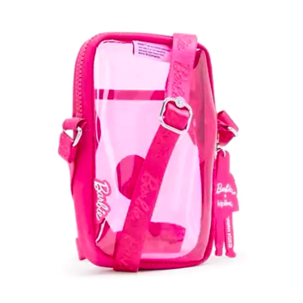 Kipling X Barbie Pink Transparent Crossbody Bag and Bag Charm Keychain NEW!